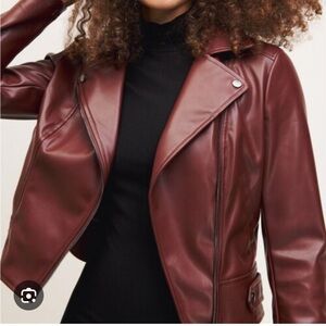 Dynamite red faux leather biker jacket